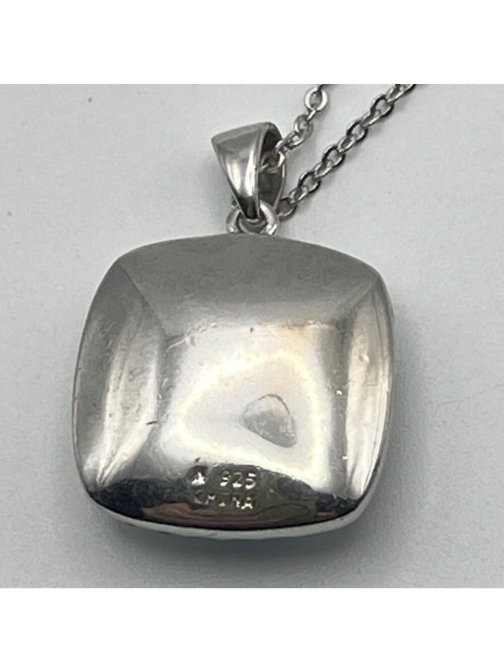 Sterling Silver Pendant Necklace 925 Sky Blue Cushion Halo CZ 18" 7.06g - Picture 9 of 9